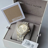 Michael Kors Everest Chronograph Crystals Gold Dial Gold Steel Strap Watch For Women - MK7254