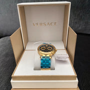Versace Aion Chronograph Black Dial Gold Steel Strap Watch For Men - VE1D01721