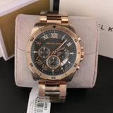 Michael Kors Brecken Chronograph Analog Black Dial Rose Gold Steel Strap Watch For Women - MK8563