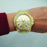 Guess Zeus Diamonds Gold Dial Gold Steel Strap Watch for Men - GW0209G2