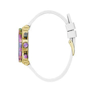 Guess Fusion Chronograph White Dial White Leather Strap Watch For Women - GW0553L2
