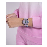 Guess Fusion Chronograph Pink Dial Pink Leather Strap Watch for Women - GW0553L5