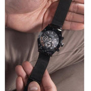 Guess Continental Chronograph Black Dial Black Mesh Strap Watch For Men - GW0582G3