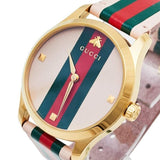 Gucci G Timeless Quartz Pink Dial Three Tone Leather Strap Watch For Women - YA1264118