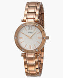 Guess Park Ave White Dial Rose Gold Steel Strap Watch for Women - W0767L3