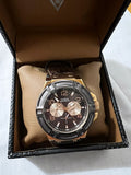 Guess Rigor Analog Brown Dial Brown Leather Strap Watch For Men - W0040G3