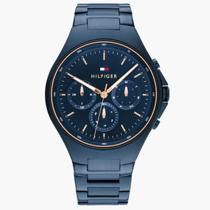 Tommy Hilfiger Justin Chronograph Blue Dial Blue Steel Strap Watch For Men - 1792058