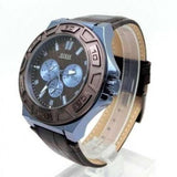 Guess Force Quartz Brown Dial Brown Leather Strap Watch For Men - W0674G5