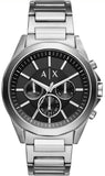 Armani Exchange Drexler Chronograph Black Dial Silver Steel Strap Watch for Men - AX2600