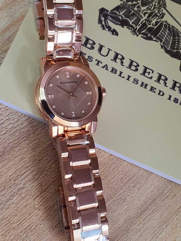 Burberry The City Diamonds Rose Gold Dial Rose Gold Steel Strap