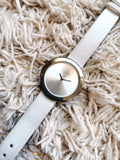 Calvin Klein Chic White Dial White Leather Strap Watch for Women - K7N23TK2