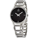 Calvin Klein Stately Black Dial Silver Steel Strap Watch for Women - K3G2312S