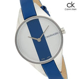 Calvin Klein Rebel Blue Silver Dial Blue Leather Strap Watch for Women - K8P231V6