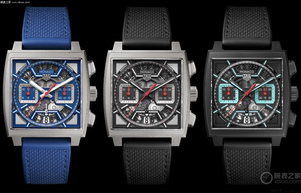 TAG Heuer Monaco Automatic Chronograph - Matte Blue Dial with Black  Perforated Calfskin Strap 39x39mm Square Watch