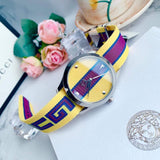 Gucci G Timeless Quartz Yellow & Purple Dial Yellow & Purple NATO Strap Watch For Men - YA1264069