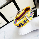 Gucci G Timeless Quartz Yellow & Purple Dial Yellow & Purple NATO Strap Watch For Men - YA1264069