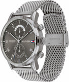 Tommy Hilfiger Kane Black Dial Silver Mesh Bracelet Watch for Men - 1710402