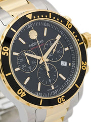 Movado Series 800 Chronograph Black Dial Two Tone Steel Strap Watch For Men - 2600146