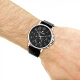 Tommy Hilfiger Daniel Black Dial Black Leather Strap Watch for Men - 1710381