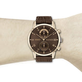 Tommy Hilfiger Kane Brown Dial Brown Leather Strap Watch for Men - 1710400