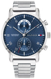 Tommy Hilfiger Kane Blue Dial Silver Steel Strap Watch for Men - 1710401