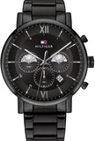 Tommy Hilfiger Evan Chronograph Quartz Black Dial Black Steel Strap Watch For Men - 1710410