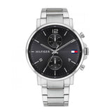 Tommy Hilfiger Daniel Black Dial Silver Steel Strap Watch for Men - 1710413