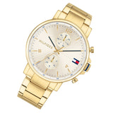 Tommy Hilfiger Daniel White Dial Gold Steel Strap Watch for Men - 1710415