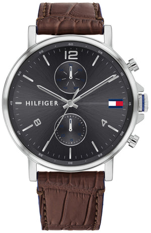 Tommy Hilfiger Daniel Grey Dial Brown Leather Strap Watch for Men - 1710416