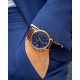 Tommy Hilfiger Daniel Blue Dial Brown Leather Strap Watch for Men - 1710418