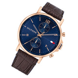 Tommy Hilfiger Daniel Blue Dial Brown Leather Strap Watch for Men - 1710418