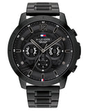 Tommy Hilfiger Classic Chronograph Black Dial Black Steel Strap Watch For Men - 1710494