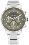 Tommy Hilfiger Tyson Chronograph Green Dial Silver Steel Strap Watch For Men - 1710587