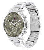 Tommy Hilfiger Tyson Chronograph Green Dial Silver Steel Strap Watch For Men - 1710587