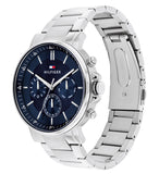 Tommy Hilfiger Tyson Chronograph Blue Dial Silver Steel Strap Watch For Men - 1710588