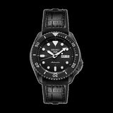 Seiko 5 Sport Automatic Black Dial Black Silicone Strap Watch For Men - SRPD65K3