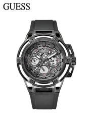 Guess Matrix Multifunction Grey Dial Grey Rubber Strap Watch for Men - GW0423G3