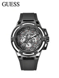 Guess Matrix Multifunction Grey Dial Grey Rubber Strap Watch for Men - GW0423G3