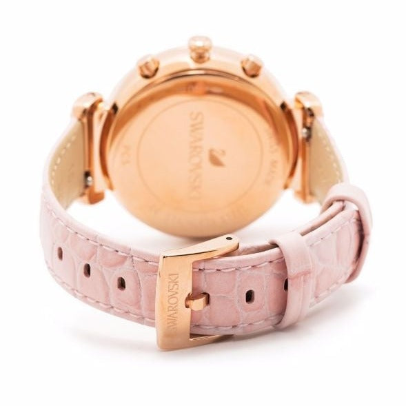 Swarovski Passage Chrono Pink Dial Pink Leather Strap Watch for Women