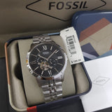 Fossil Townsman Black Dial Silver Steel Strap Watch for Men - ME3107