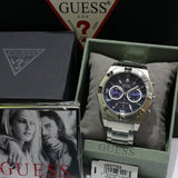 Guess Jolt Chronograph Blue Dial Silver Steel Strap Watch for Men - W0377G2