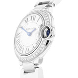 Cartier Ballon Bleu De Cartier Diamonds White Dial Silver Steel Strap Watch for Women - W4BB0015