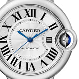 Cartier Ballon Bleu De Cartier Silver Dial Black Leather Strap Watch for Women - WSBB0030