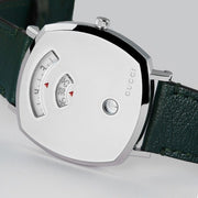 Gucci Grip Quartz Silver Dial Green Leather Strap Unisex Watch - YA157406