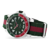 Gucci Dive Quartz Green Dial Two Tone NATO Strap Watch For Men - YA136339