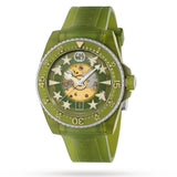 Gucci Dive Automatic Green Dial Green Rubber Strap Unisex Watch - YA136345