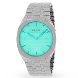 Gucci 25H Quartz Turquoise Dial Silver Steel Strap Watch For Women - YA163409