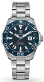 Tag Heuer Aquaracer Calibre 5 Blue Dial Silver Steel Strap Watch for Men - WAY211C.BA0928