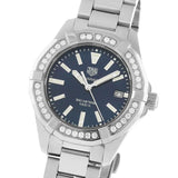 Jam Tangan Tag Heuer Aquaracer Quartz Diamonds Black Dial Silver Steel Strap untuk Wanita - WAY131P.BA0748