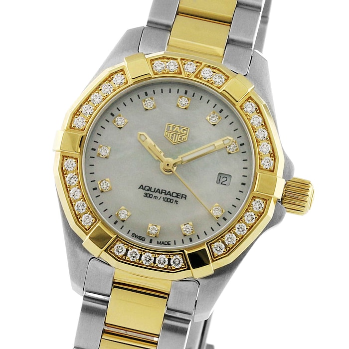 Tag Heuer Aquaracer Quartz Diamonds Mother of Pearl Dial Two Tone